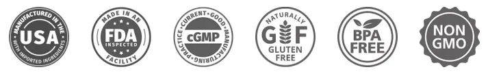 Luminara Rewind – Made in USA, 100% natural ingredients, FDA-registered facility, GMP certified quality badges